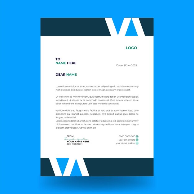 Modelo de papel de carta moderno y limpio para negocios
