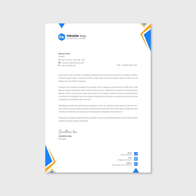 Modelo de papel de carta único para empresas y empresas