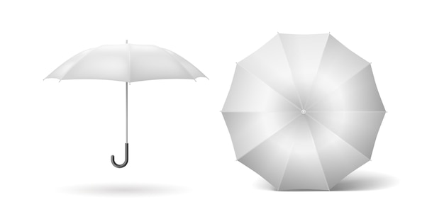 Modelo de paraguas de caña minimalista Iconos de color de vista lateral y superior