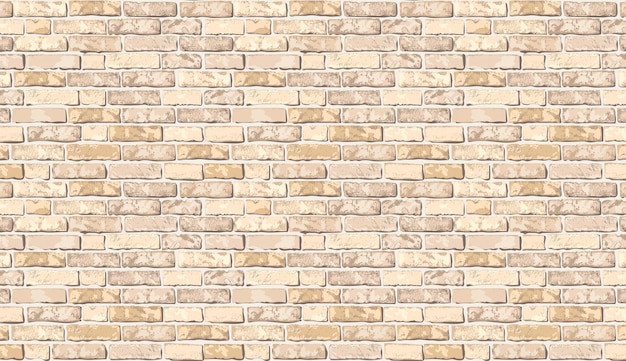 Modelo de pared de ladrillo beige vectorial realista fondo horizontal textura de pared marrón vieja plana ladrillo de textura amarilla para papel de impresión diseño de decoración fondo de foto papel tapiz