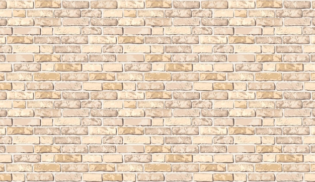 Vector modelo de pared de ladrillo beige vectorial realista fondo horizontal textura de pared marrón vieja plana ladrillo de textura amarilla para papel de impresión diseño de decoración fondo de foto papel tapiz