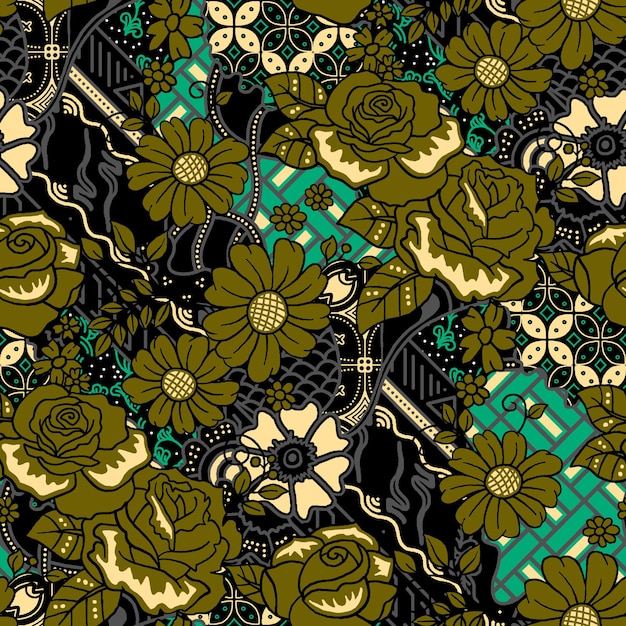 Modelo de patrón de batik étnico javanés de vector elegante