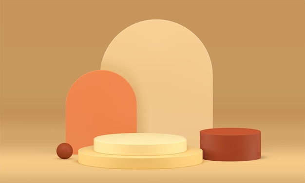 Modelo de pedestal de podio de cilindro neutral en 3D para la ilustración vectorial realista del producto