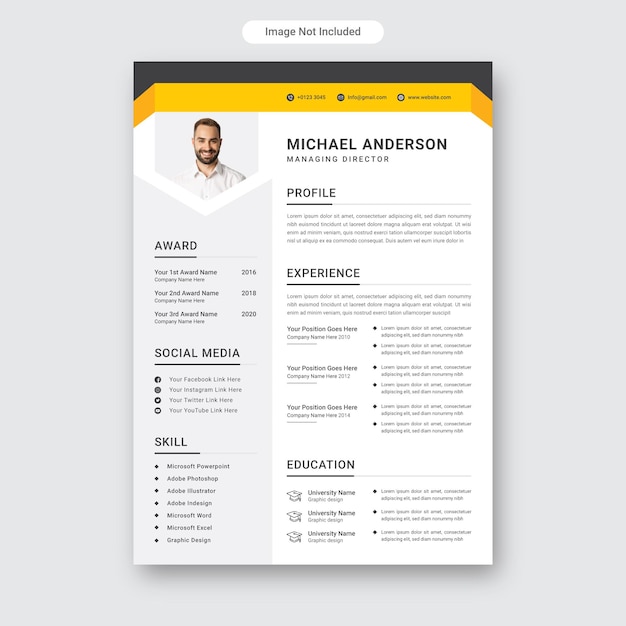Modelo de perfil de currículum o CV mínimo moderno