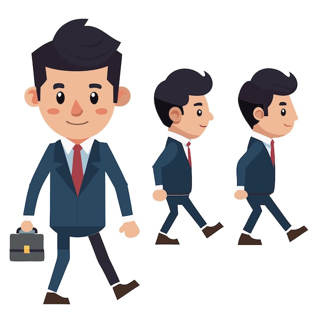 Modelo de personaje de hombre de negocios con ciclo de caminata Diseño artístico profesional