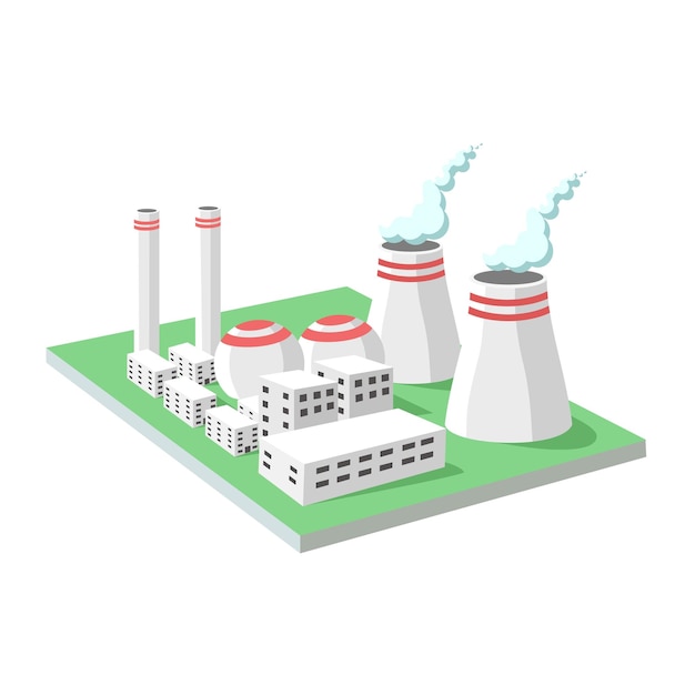 Un modelo de una planta de energía nuclear con las palabras fábrica en él.