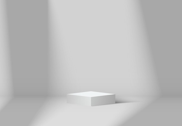 Modelo de podio de diseño 3D rectangular blanco realista
