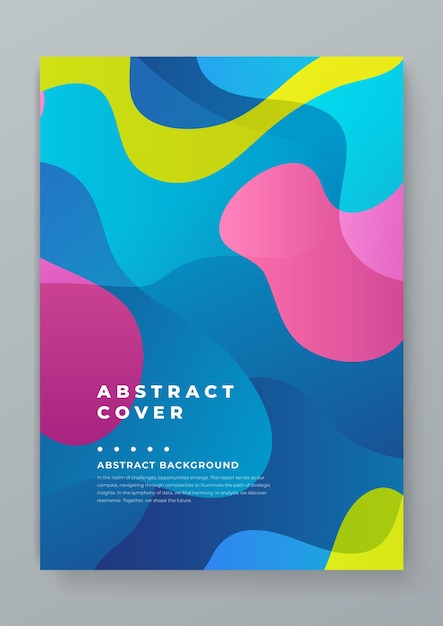 Modelo de portada de formas abstractas de ondas y fluidos con gradiente azul amarillo y rosa Modelo de diseño moderno para carteles, anuncios, banners, folletos, portadas de sitios web Ilustración vectorial
