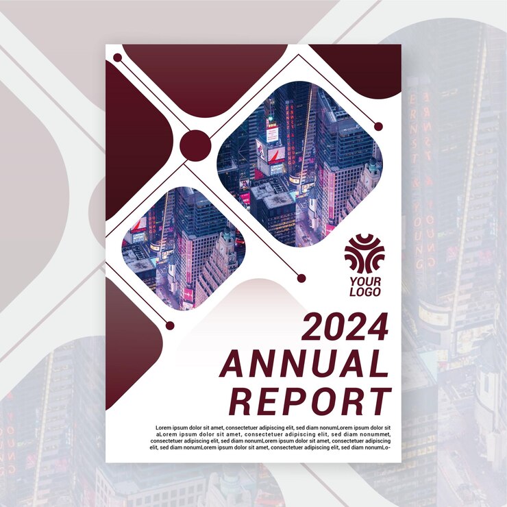 Vector modelo de portada del informe anual de la ciudad roja