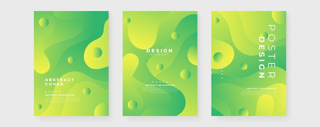 Modelo de portada de ondas abstractas y formas fluidas de gradiente verde Modelo de diseño moderno para carteles, banners publicitarios, folletos, portadas de sitios web Ilustración vectorial