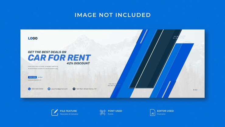 Vector modelo de portada de redes sociales promocional y banner de facebook para alquiler y servicio de automóviles