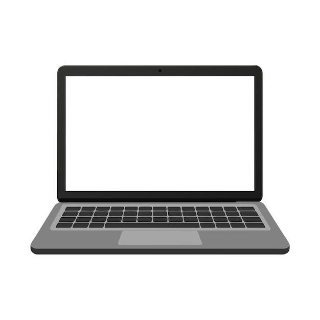 Modelo de portátil moderno con ilustración vectorial de pantalla en blanco