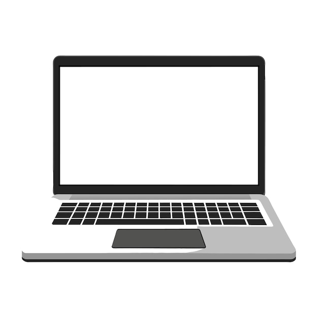 Modelo de portátil moderno con ilustración vectorial de pantalla en blanco