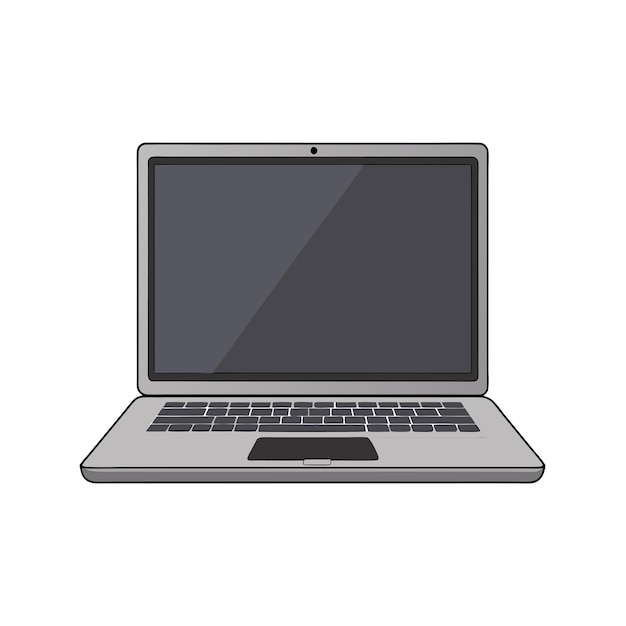 Modelo de portátil moderno con ilustración vectorial de pantalla en blanco