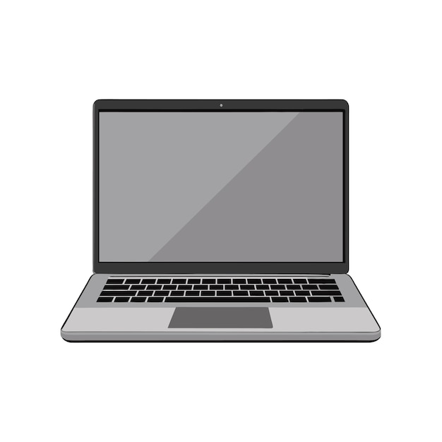Modelo de portátil moderno con ilustración vectorial de pantalla en blanco