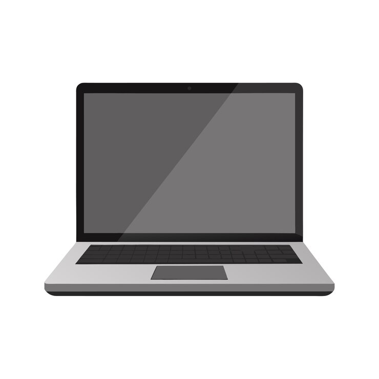 Vector modelo de portátil moderno con ilustración vectorial de pantalla en blanco