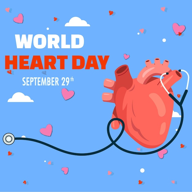 Modelo de póster de salud cardíaca para las redes sociales del Día Mundial del Corazón