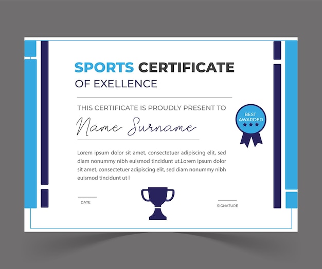 Modelo de premio al Certificado de Excelencia Deportiva