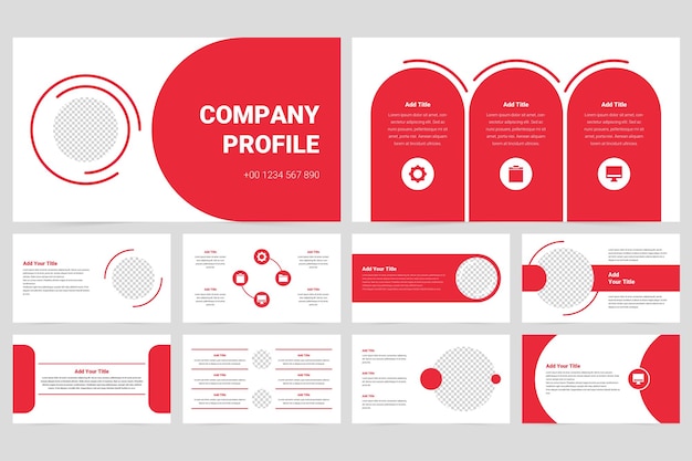 Vector modelo de presentación de diapositivas de informes de trabajo de negocios modernos en rojo