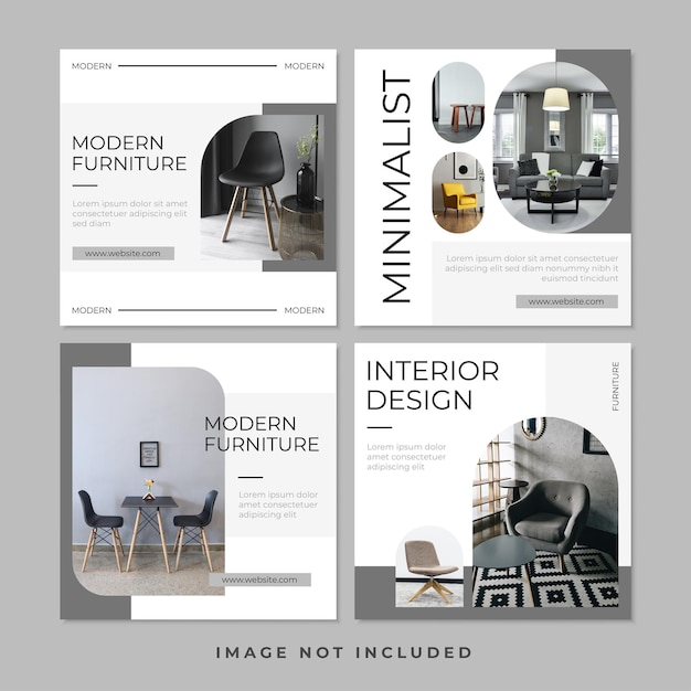 Modelo de publicación de Instagram para redes sociales de interiorismo minimalista