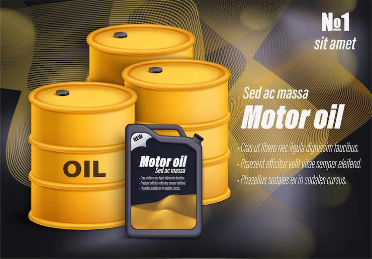 Vector modelo de publicidad realista de la composición del combustible