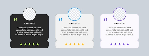 Modelo de reseña del cliente Testimonios de retroalimentación con calificación