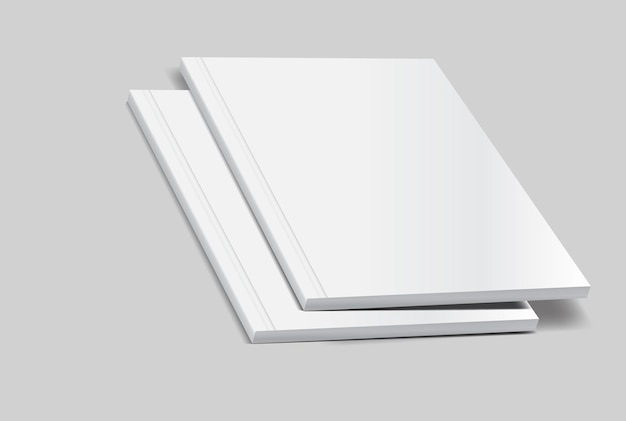 Modelo de revista 3D vectorial realista con portada blanca en blanco catálogo de folleto de cuaderno