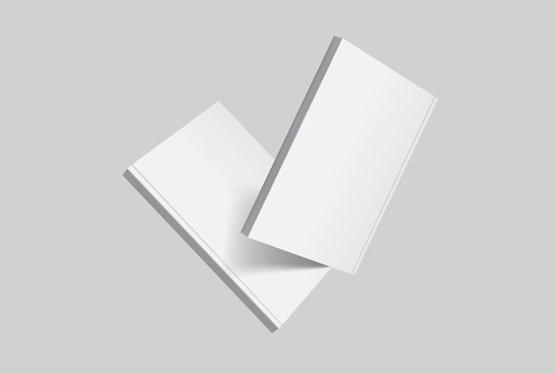 Modelo de revista 3D vectorial realista con portada blanca en blanco catálogo de folleto de cuaderno