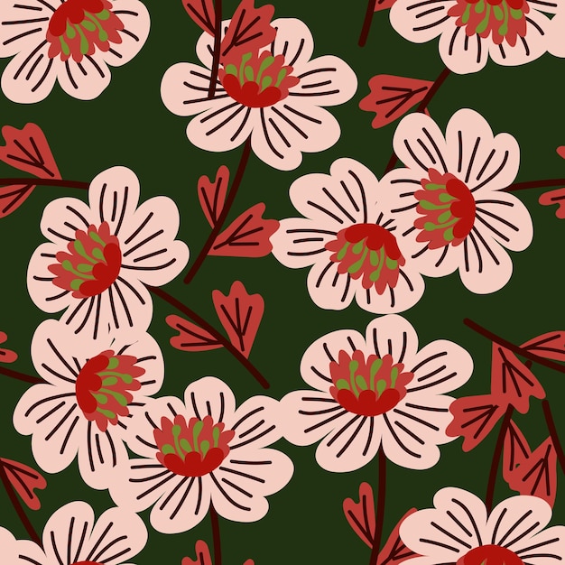 Modelo sencillo de flor de manzanilla sin costuras papel tapiz botánico decorativo ingenuo fondo de flores estilizadas lindas