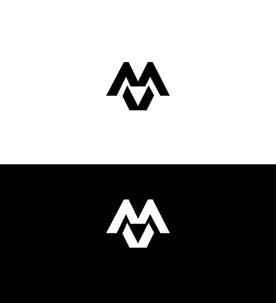 Modelo de símbolo de signo de identidad de la letra MV VM