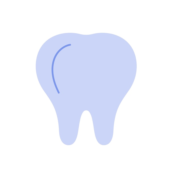 Vector modelo simple de molar saludable azul de diente humano con raíces y corona