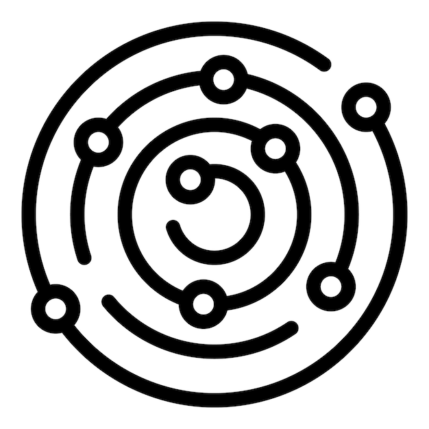 Modelo del sistema solar con planetas que orbitan alrededor del sol icono