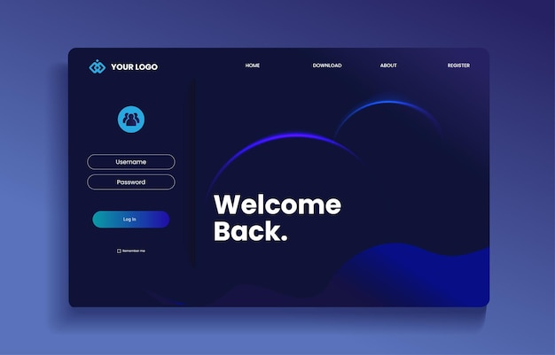 Modelo de sitio web moderno para páginas de aterrizaje o aplicaciones Ilustración de eclipse Violeta profundo