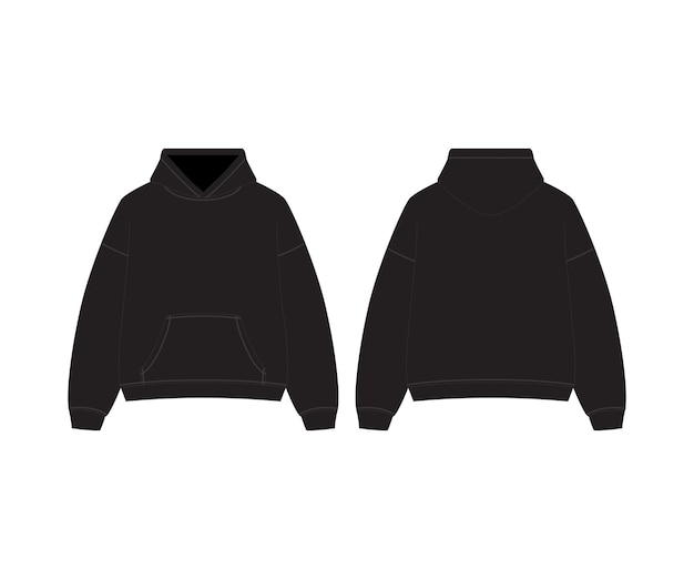 Modelo de sudadera con capucha Balck Sudadera con capucera de manga larga Diseño de capucha plana Modelo de moda Ropa de calle