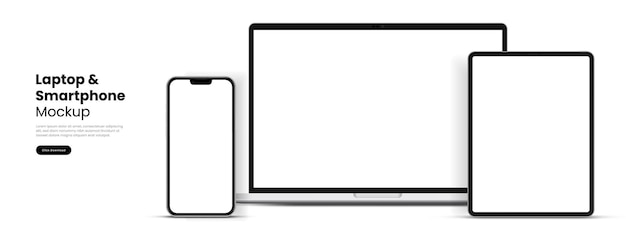 Modelo de tabletas inteligentes y portátiles modernas de alta calidad en 3D para presentación con fondo aislado