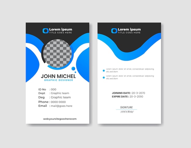 Modelo de tarjeta de identificación Diseño de la tarjeta de identificación del empleado de la oficina Identificación moderna de la identidad corporativa Identificación del documento de identificación del negocio Diseño