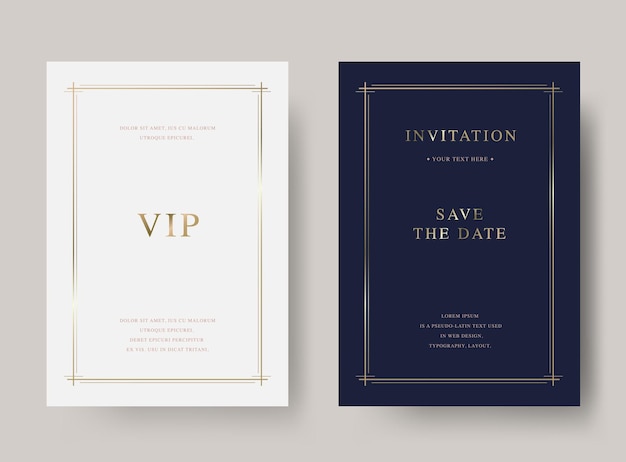 Modelo de tarjeta de invitación de lujo vintage dorado vectorial