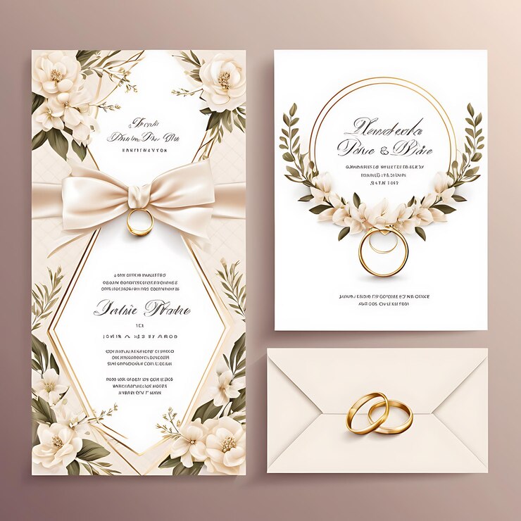 Modelo de tarjeta Nikah Mubarak Corona floral de lujo Tarjeta de invitación islámica para bodas