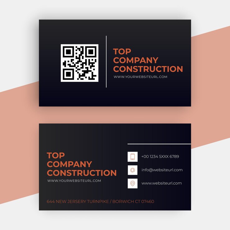 Vector modelo de tarjeta de visita de una empresa de construcción negra moderna