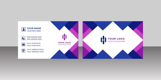 Modelo de tarjeta de visita profesional azul y blanco simple y limpio
