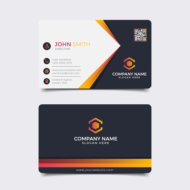 Modelo de tarjeta de visita vectorial moderno, creativo y limpio