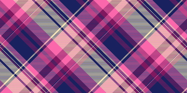 Modelo de tartan vectorial elegante textura decorativa sin costuras tela a medida fondo a cuadros en colores rosa y azul