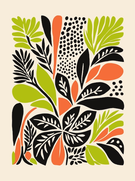 Modelo textil botánico moderno de mediados de siglo