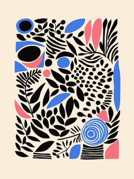 Modelo textil botánico moderno de mediados de siglo