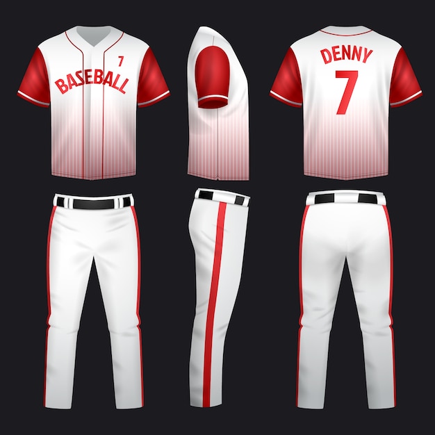 Modelo de uniforme de béisbol: camiseta y pantalones