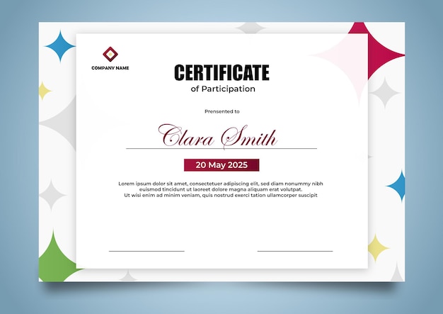Modelo de vector de certificado moderno y colorido