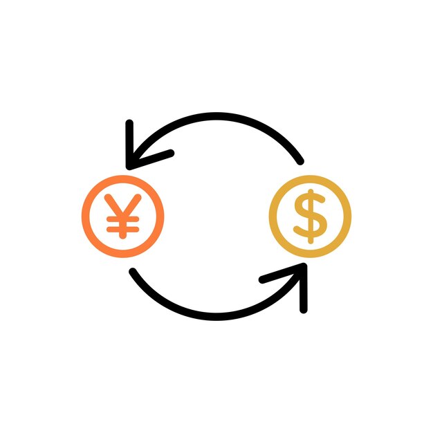 Modelo de vector de iconos de conversión de divisas