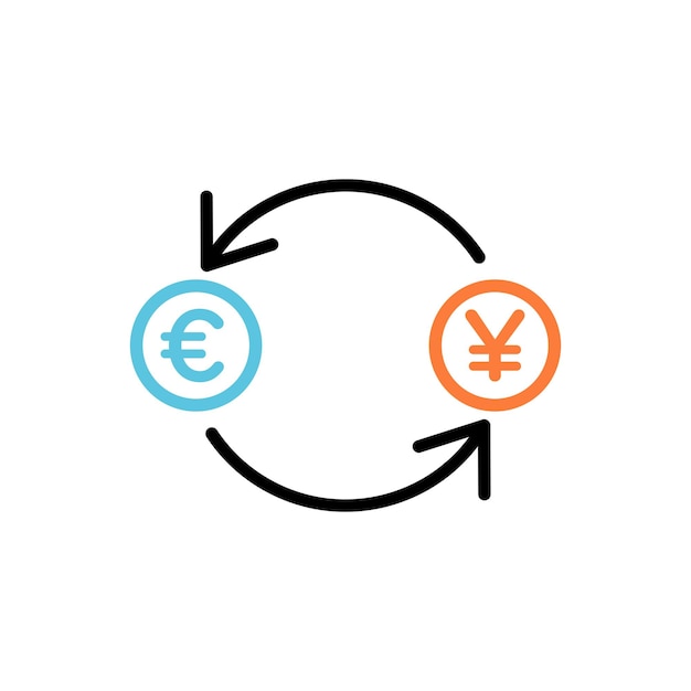 Modelo de vector de iconos de conversión de divisas