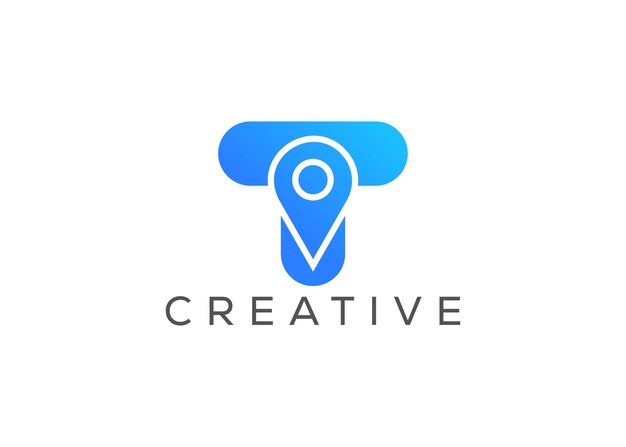 Modelo de vector de ubicación del logotipo de la letra t mínima