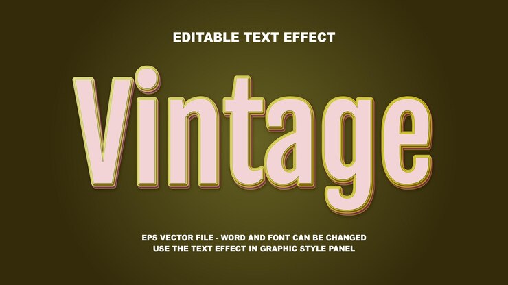 Vector modelo vectorial 3d antiguo de efecto de texto editable